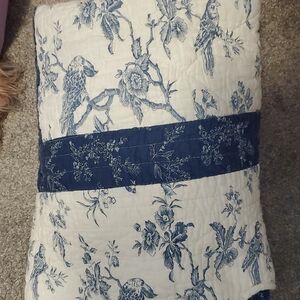 Blue and White Floral Quilt French Inspired -55" X 42"